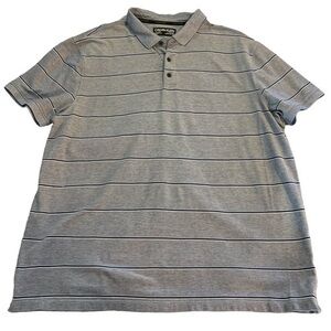 Men's Calvin Klein Blue Striped Polo Pullover Icon Logo Shirt Size XXL EUC #6886